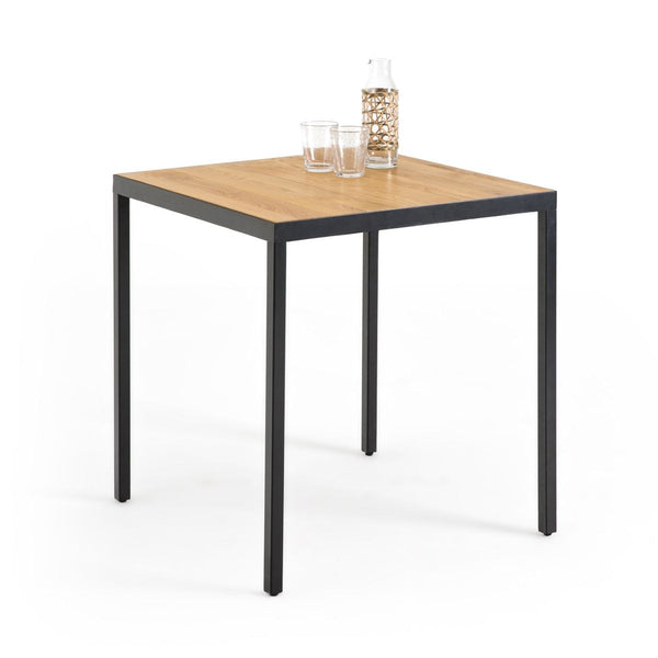 Table de bistrot Giessen en chêne et métal naturel