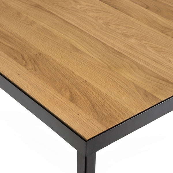 Table de bistrot Giessen en chêne et métal naturel