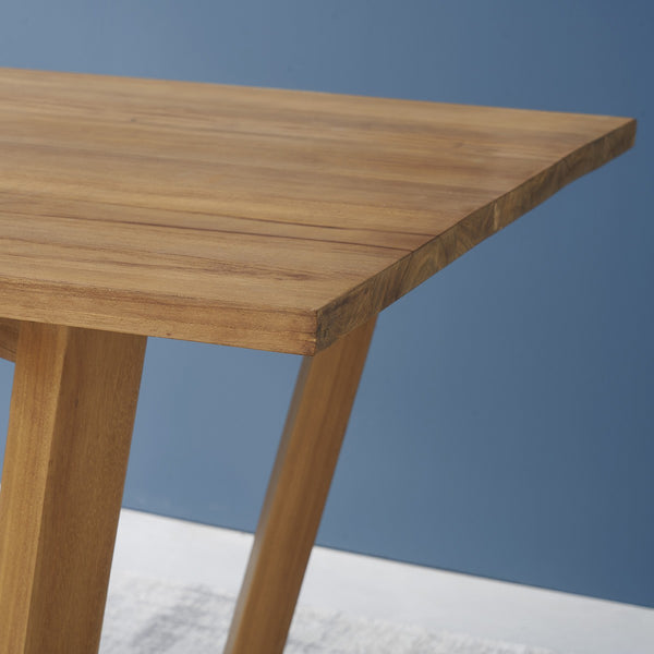 Ensemble table et bancs en bois de teck 8 personnes naturels