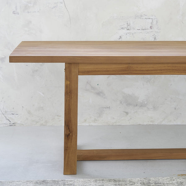 Ensemble table et bancs en bois de teck 8 personnes naturels