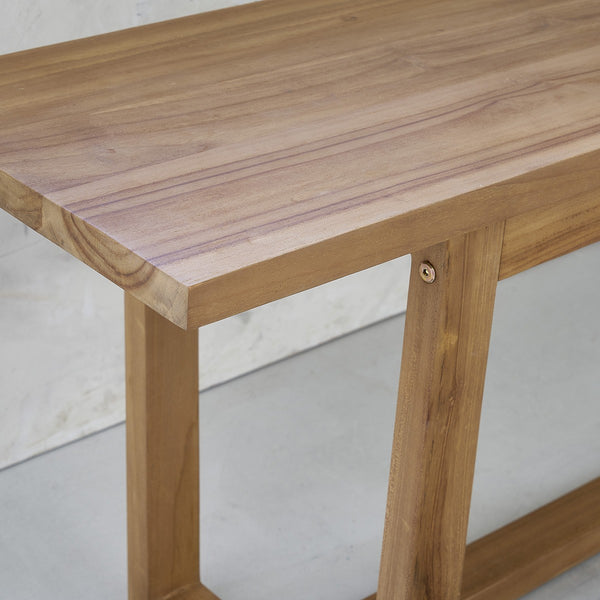 Ensemble table et bancs en bois de teck 8 personnes naturels