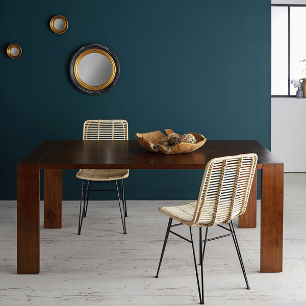 Table en bois marron finition noyer 8 personnes AUSSEILLA, marron