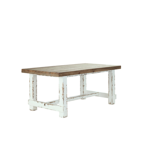 Table en bois de pin recyclé rectangulaire 10 personnes SUYEN,Blanc