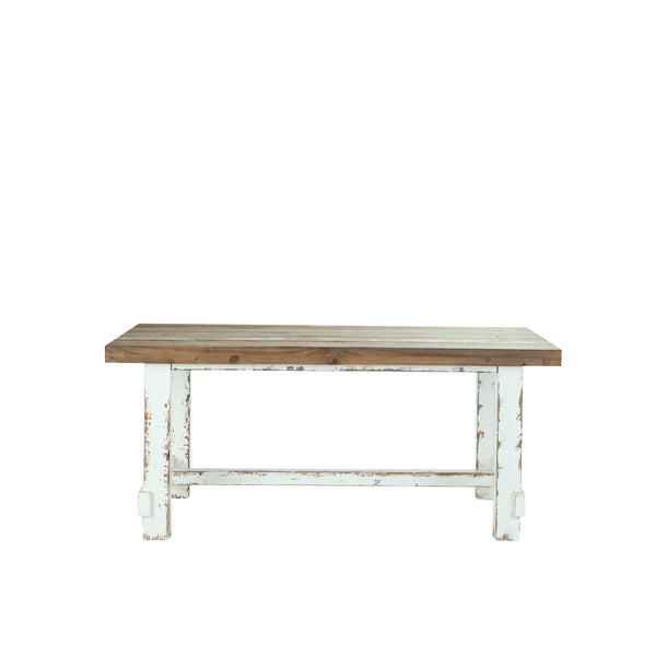 Table en bois de pin recyclé rectangulaire 10 personnes SUYEN,Blanc