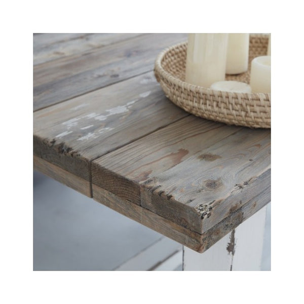 Table en bois de pin recyclé rectangulaire 10 personnes SUYEN,Blanc