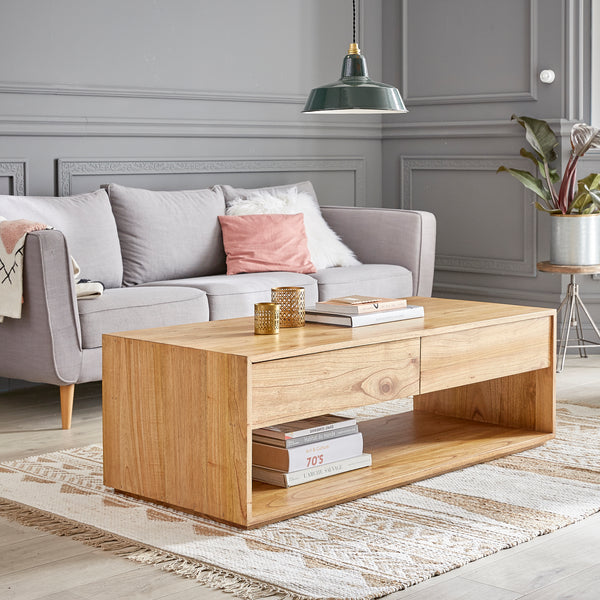 Table basse en bois de mindy 140 ARMANTIÈRES, naturel