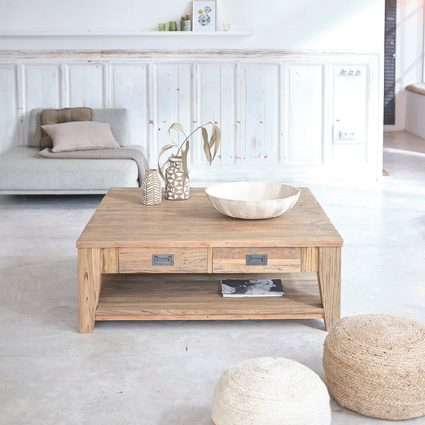 Table basse en bois de teck recyclé 120 AULE,naturel