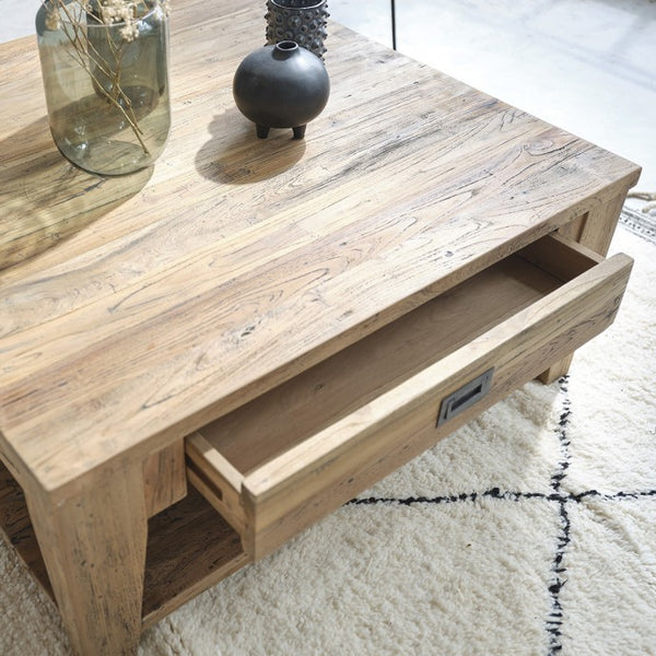 Table basse en bois de teck recyclé 100 aule, naturell