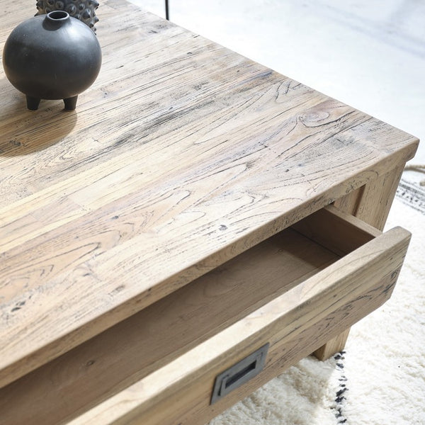 Table basse en bois de teck recyclé 100 aule, naturell