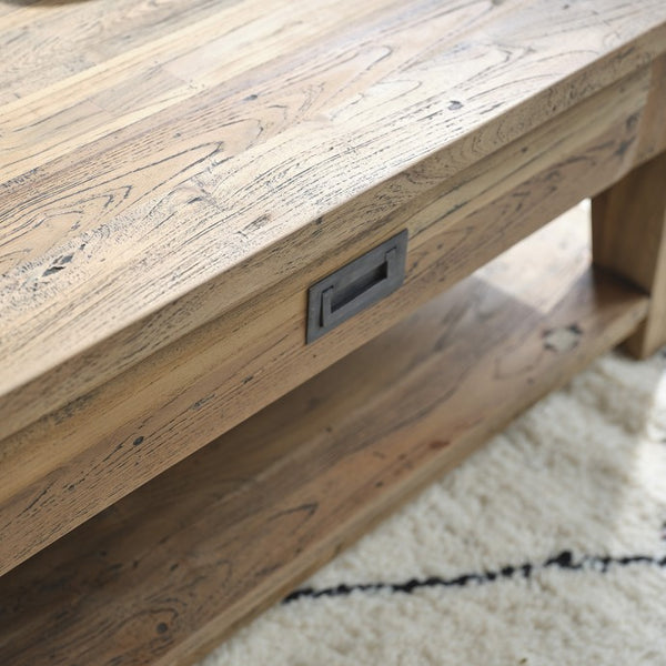 Table basse en bois de teck recyclé 100 aule, naturell