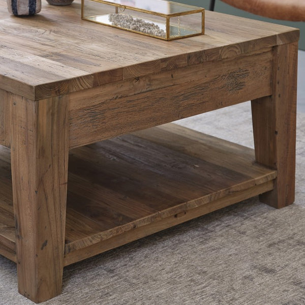 Table basse en bois de teck recyclé 80 AULE, NATUREL
