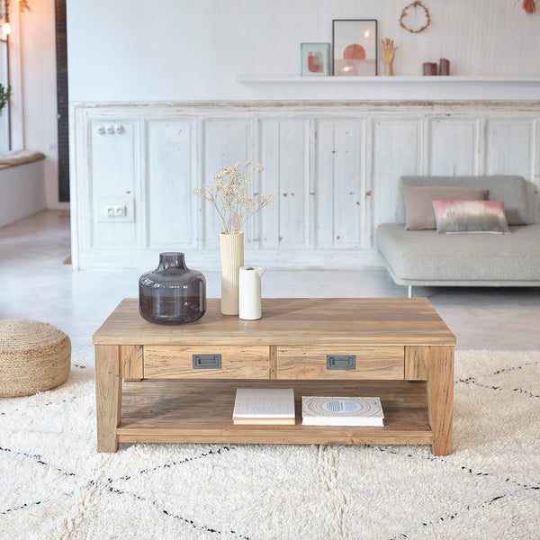 Table basse en bois de teck recyclé 120 AULE naturel