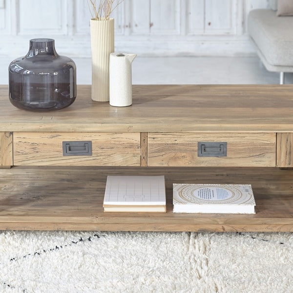 Table basse en bois de teck recyclé 120 AULE naturel