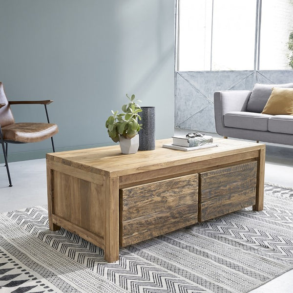 Table basse en bois de teck recyclé 120 AULE naturel