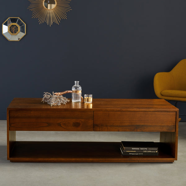 Table basse marron en bois finition noyer 140 AUSSEILLA, marron
