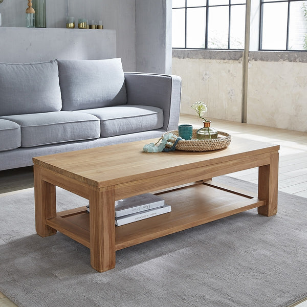 Table basse rectangulaire en teck brut 120 BADÈTE, naturel