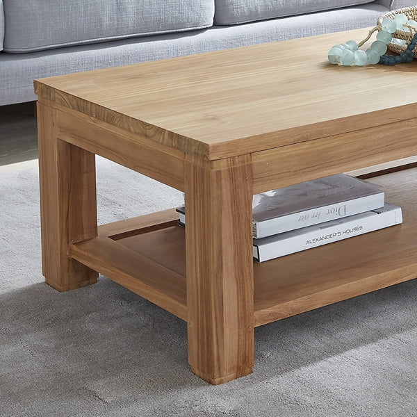Table basse rectangulaire en teck brut 120 BADÈTE, naturel