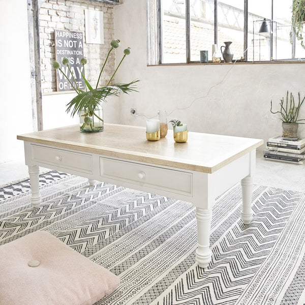 Table basse en bois d'acajou blanc 130 BONNAL, blanc