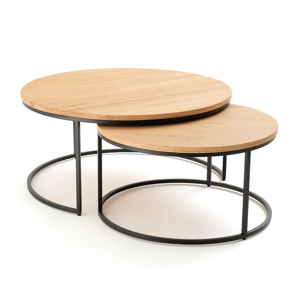 Lot de 2 grandes tables basses gigognes Gard en chêne naturel