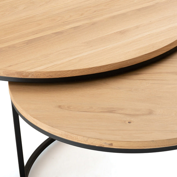 Lot de 2 grandes tables basses gigognes Gard en chêne naturel