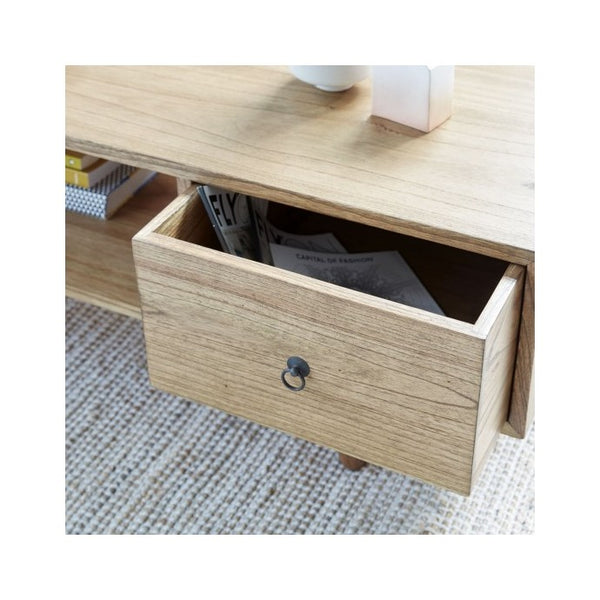 Table basse en bois de mindy avec tiroir 120 ISABY, naturel