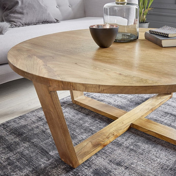 Table basse ronde en bois de mindy 100 ISABY, naturel