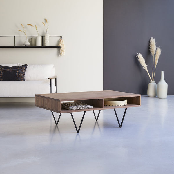 Table basse Marne en noyer naturel
