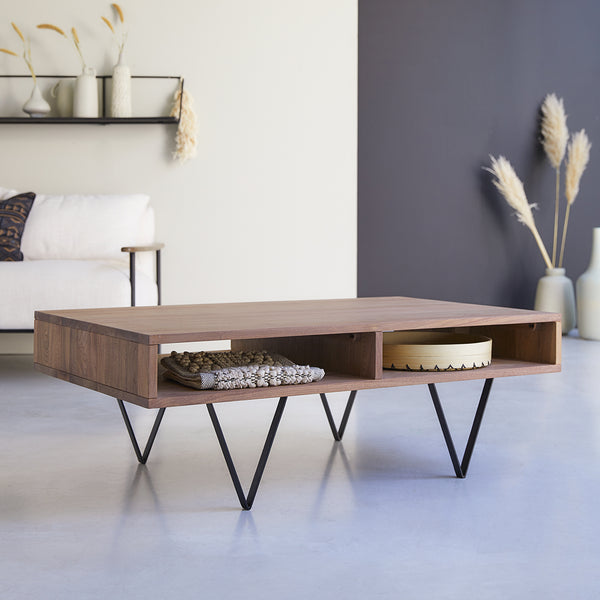 Table basse Marne en noyer naturel