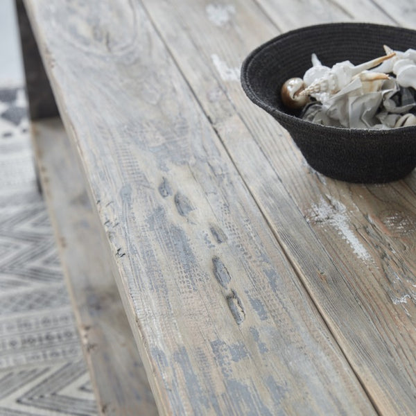 Table basse en bois de pin recyclé et métal 140 IROY, gris