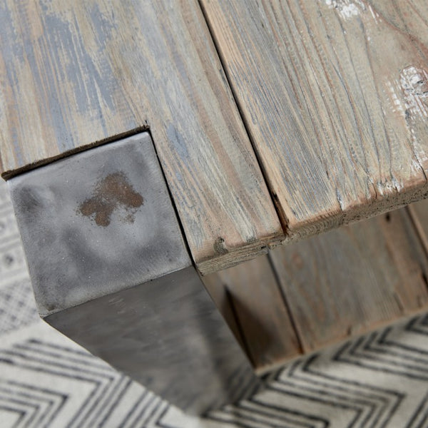 Table basse en bois de pin recyclé et métal 140 IROY, gris
