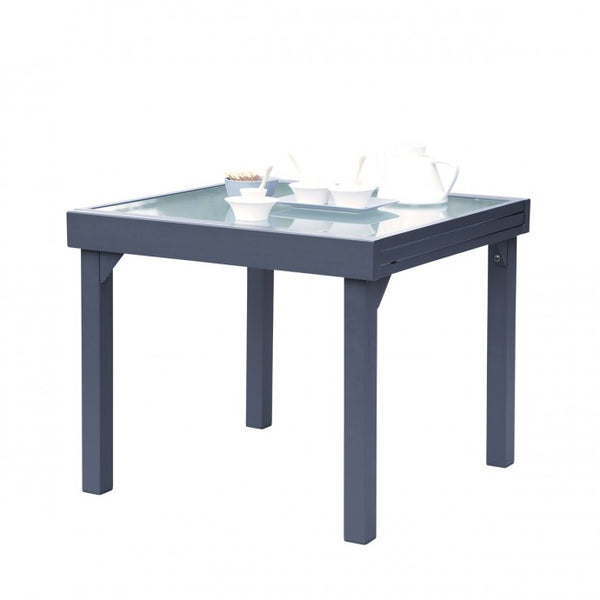 Table de jardin extensible en aluminium et verre 4/8 places ARRIOUS, gris