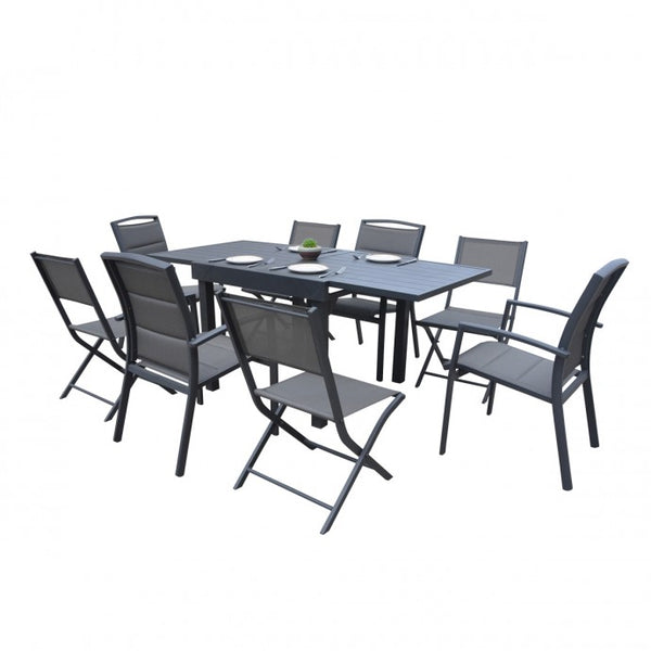 Table de jardin extensible en aluminium 4/8 places ARRIOUS, gris
