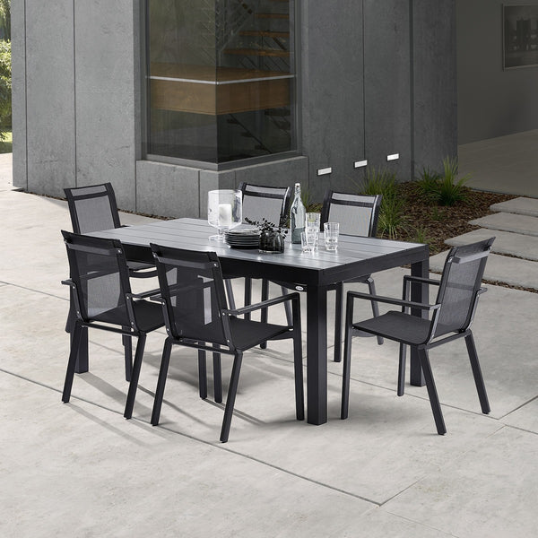 Table de jardin extensible en aluminium 6/10 places grisBALMETTE, noir