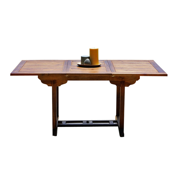 Table de jardin extensible rectangulaire teck huilé 6/8 places LASPIALADE, marron