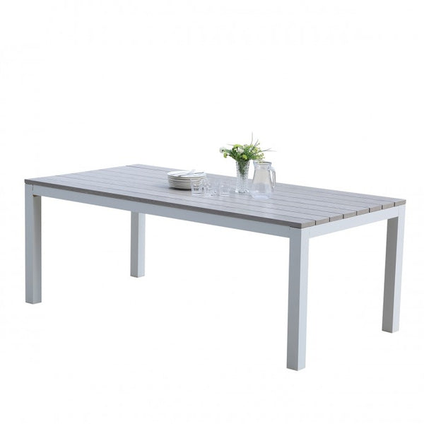 Table de jardin en aluminium 8 places blanc NOUBLAS, gris