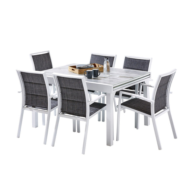 Table de jardin extensible en aluminium 6/10 places TULUM, gris