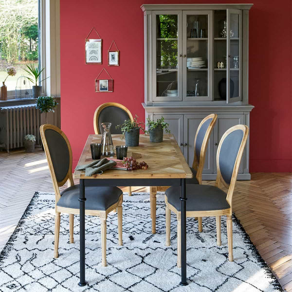 Table à manger marquetée Garbet en naturel
