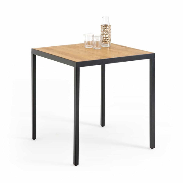 Table de bistrot Giessen en chêne et métal naturel