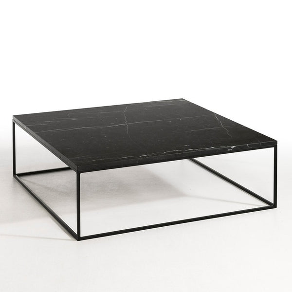 Table basse carrée en marbre noir