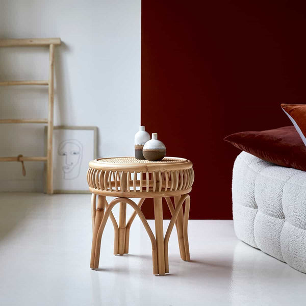 Table de chevet Ishem en rotin naturel