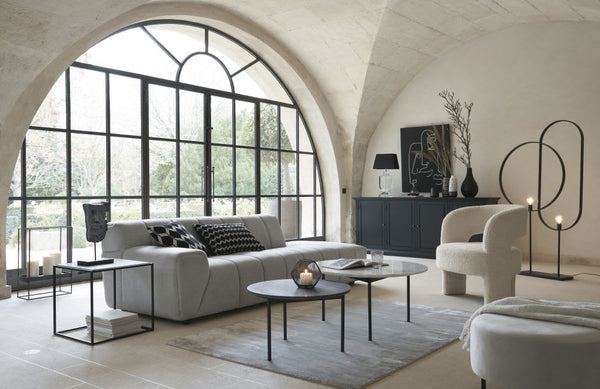 Pouf arrondi Mandrare gris clair