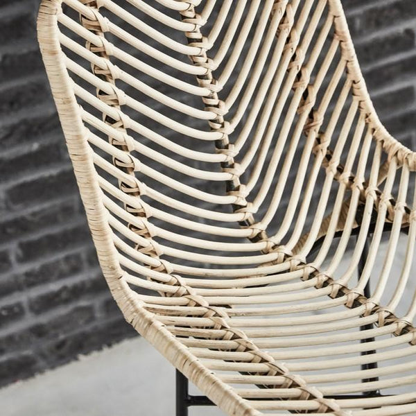 Lot de 2 tabourets de bar en rotin et métal CÉLINDA
