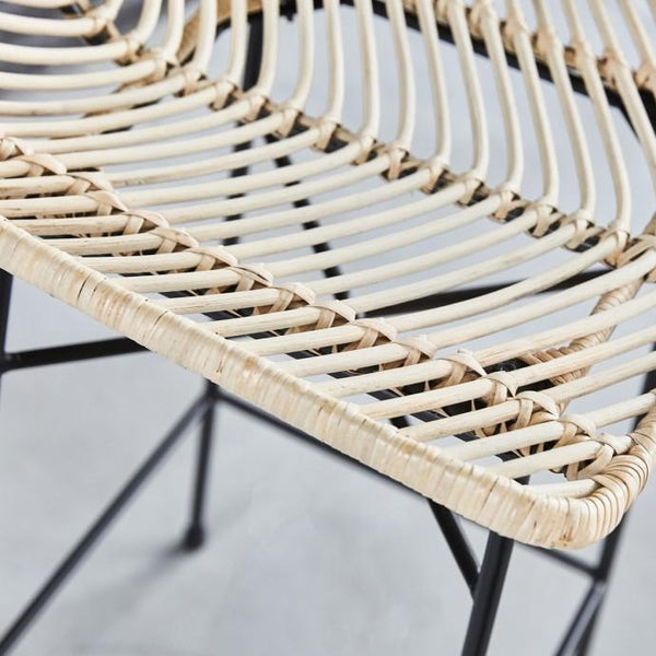 Lot de 2 tabourets de bar en rotin et métal CÉLINDA