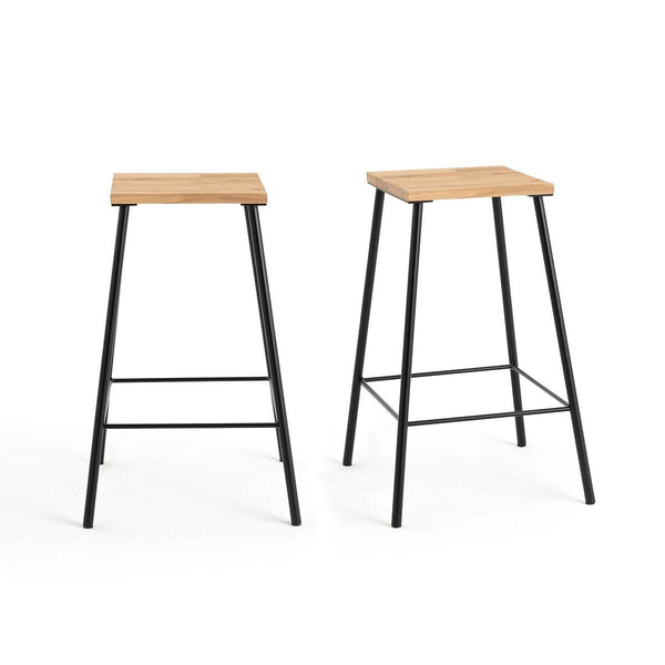 Lot de 2 tabourets de bar mi-hauteur, GÈSIELIE chêne