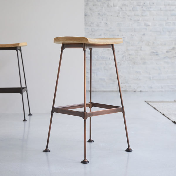 Tabouret de bar, ODELOUCA, en frêne, cuivré