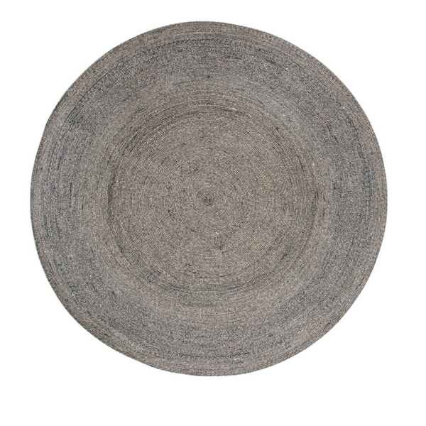 Tapis rond Ortolo en jute gris