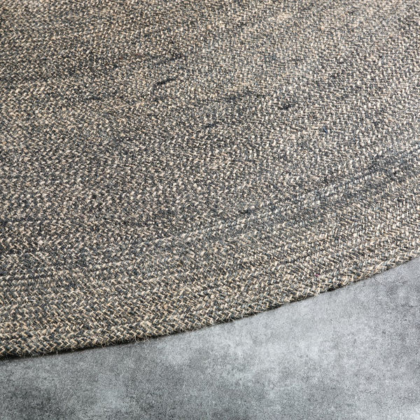 Tapis rond Ortolo en jute gris