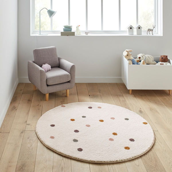 Tapis rond enfant Meouzette multicolore ecru