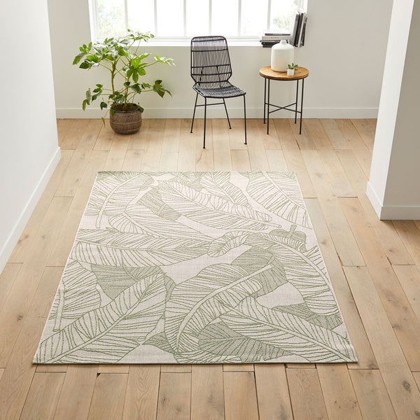 Tapis motif feuillages, LYS, vert