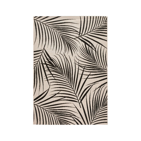 Tapis motif feuilles de palmier, MADONE, noir